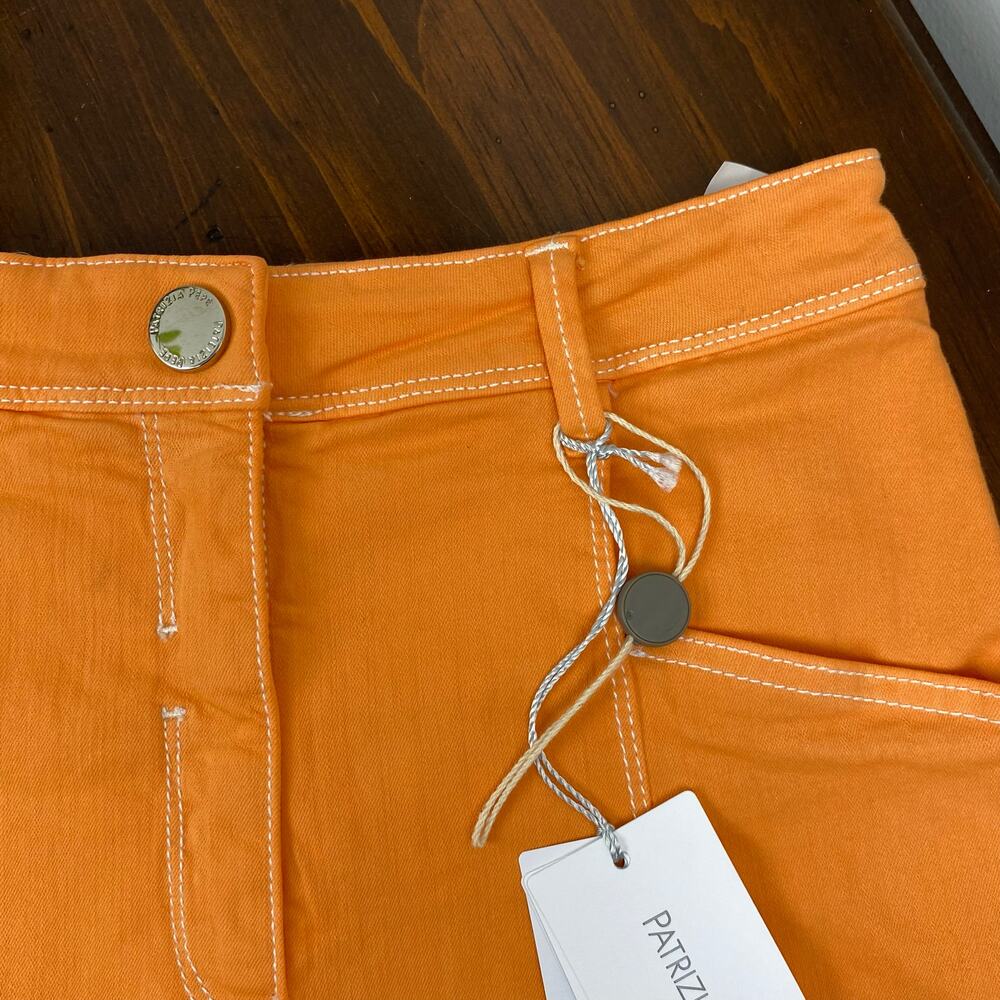 Patrizia Pepe Orange Spray Denim Trouser Shorts - Size 27 - Picture 5 of 8